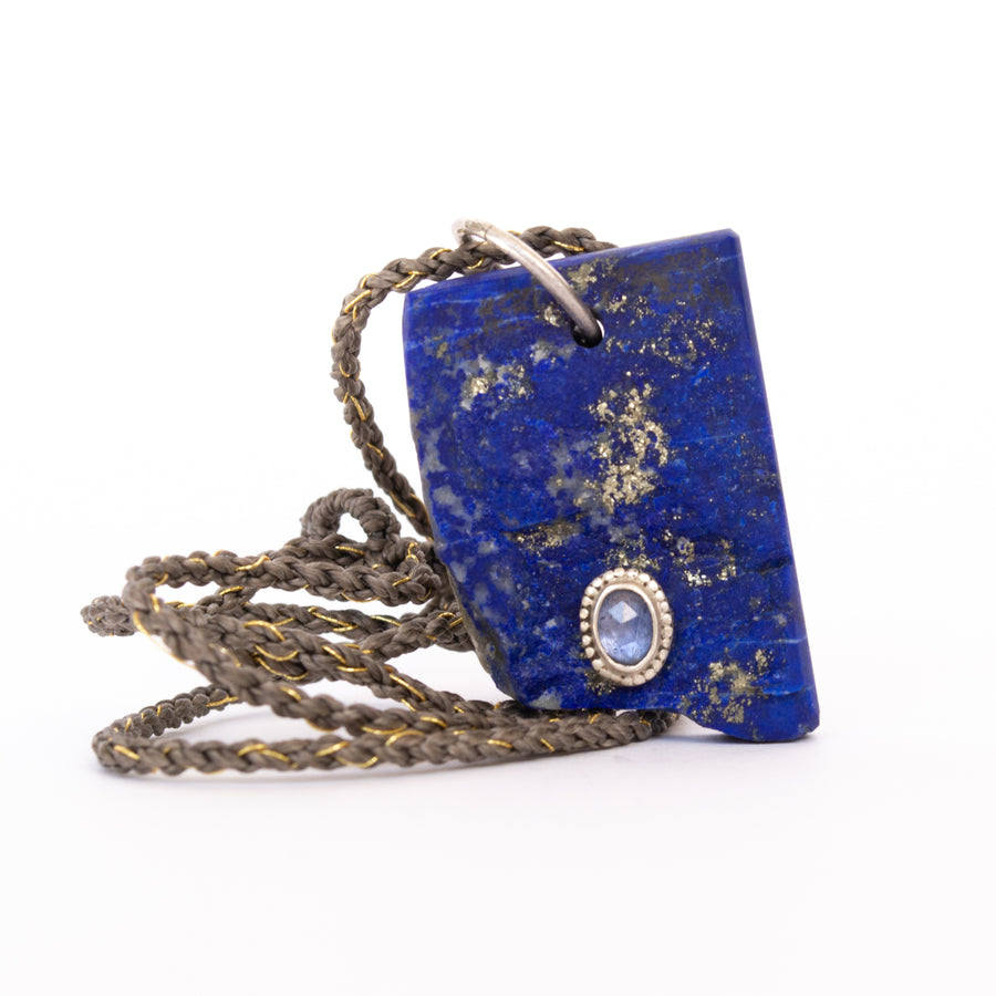 Raw Lapis Lazuli inlaid Sapphire necklace