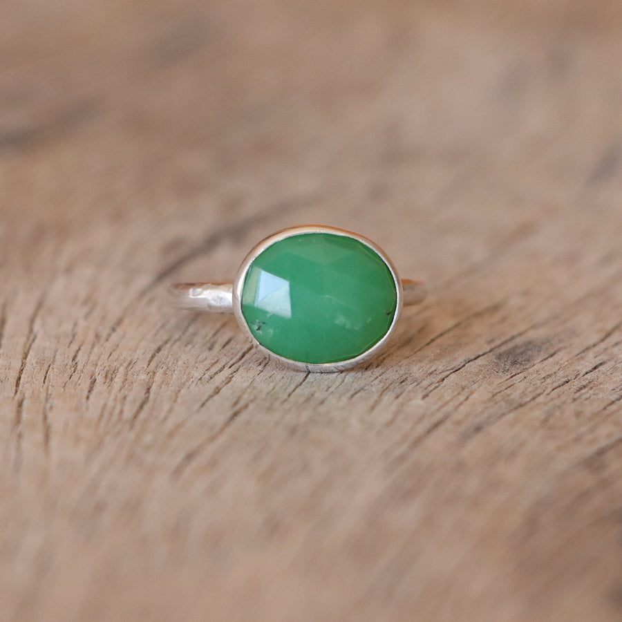 Faceted Chrysoprase ring