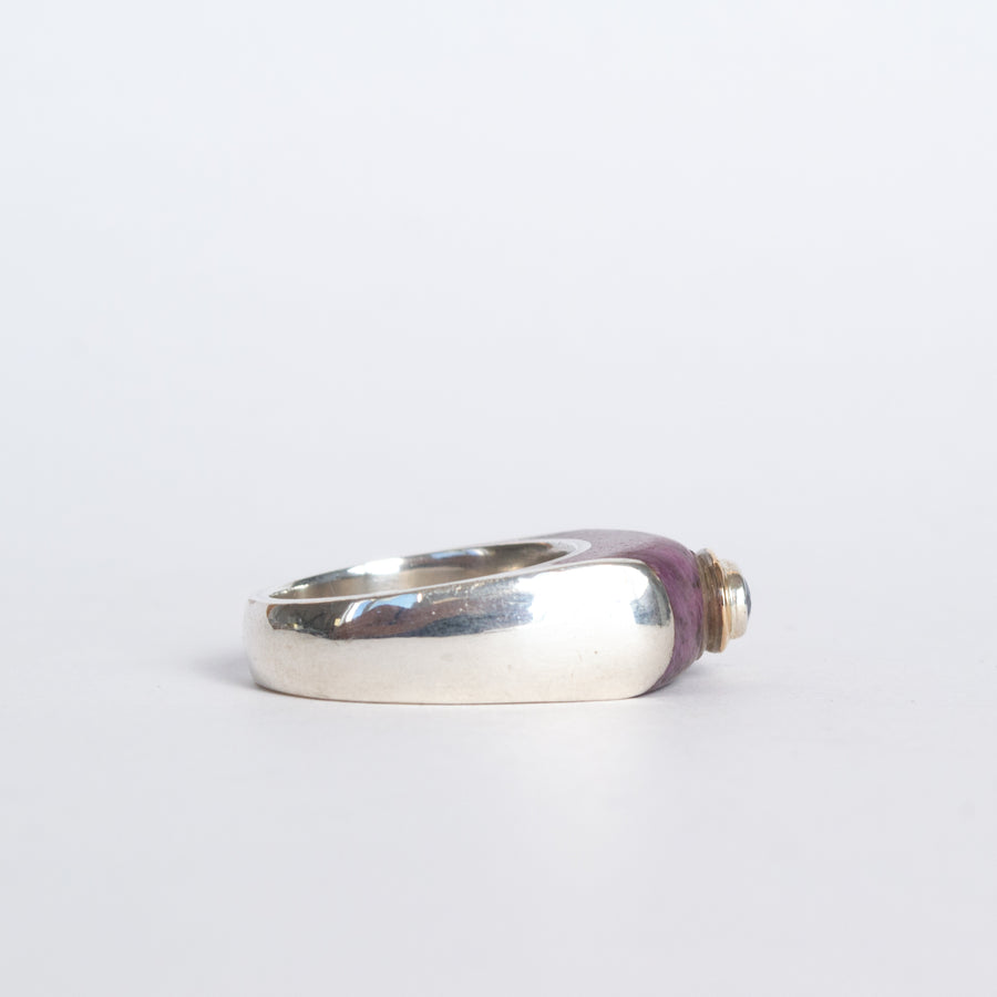 Ruby and Kyanite inlaid ring