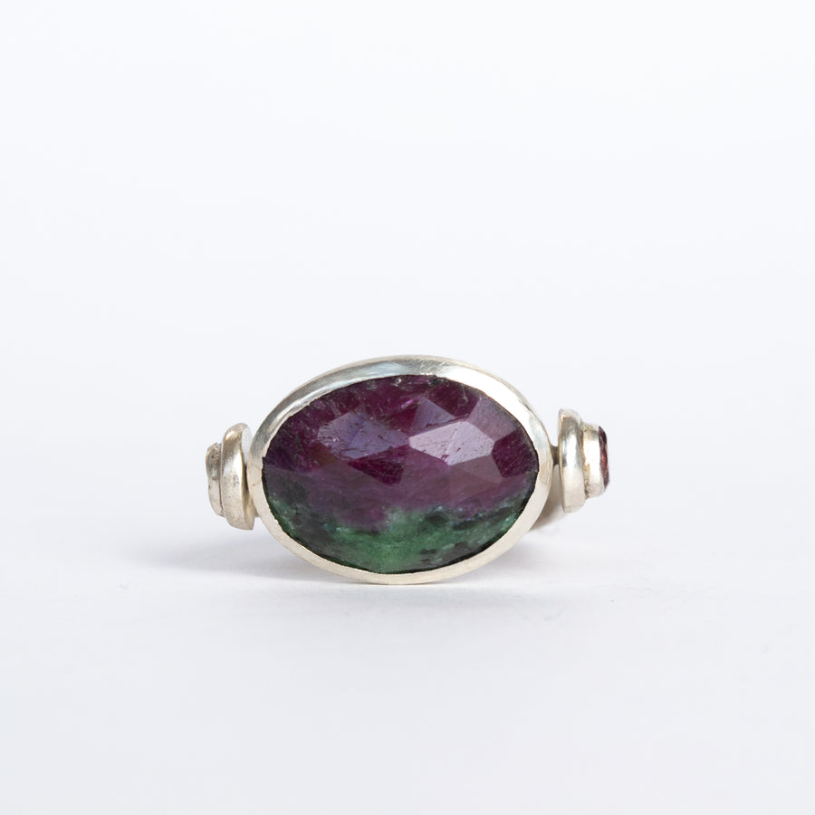 Ruby Zoisite  and Pink Tourmaline swivel ring