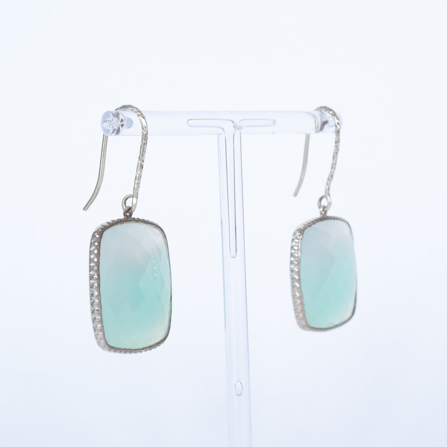 Faceted square Chrysoprase long hook