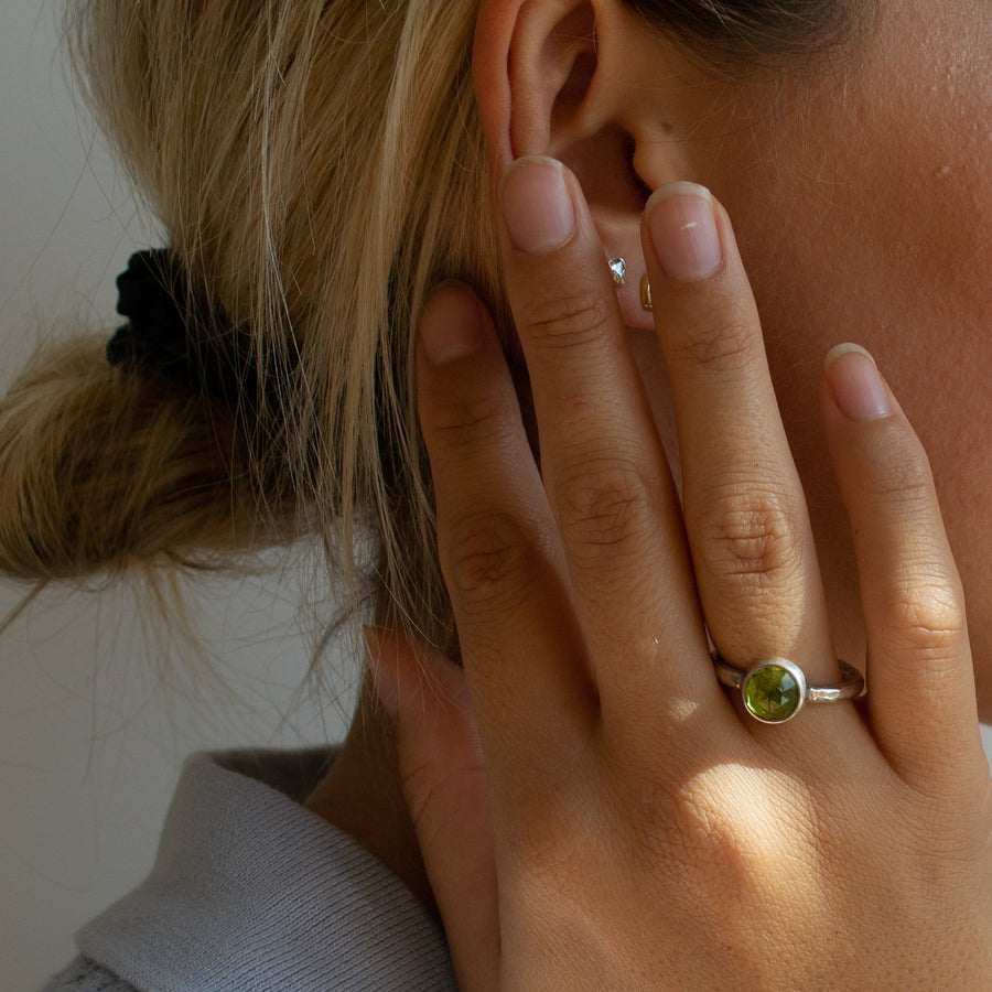 Faceted Peridot ring