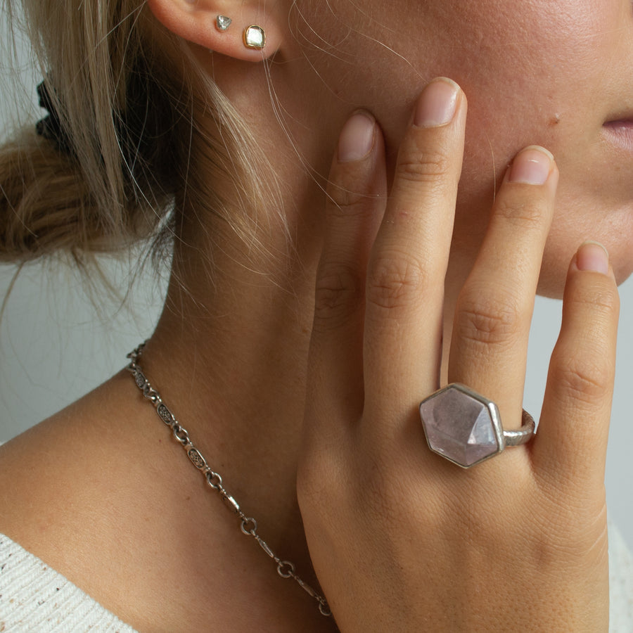 Faceted Pink Kunzite ring