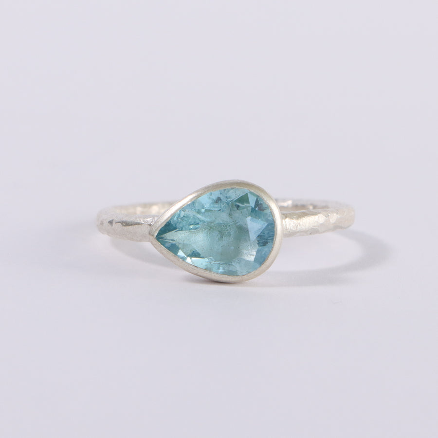"Carry me" faceted teardrop Aquamarine ring