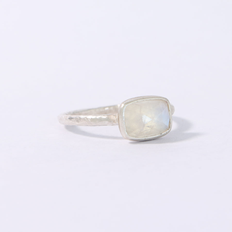 "Always with you" square Rainbow Moonstone ring