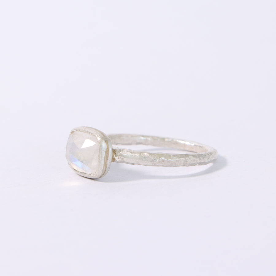 "Always with you" square Rainbow Moonstone ring