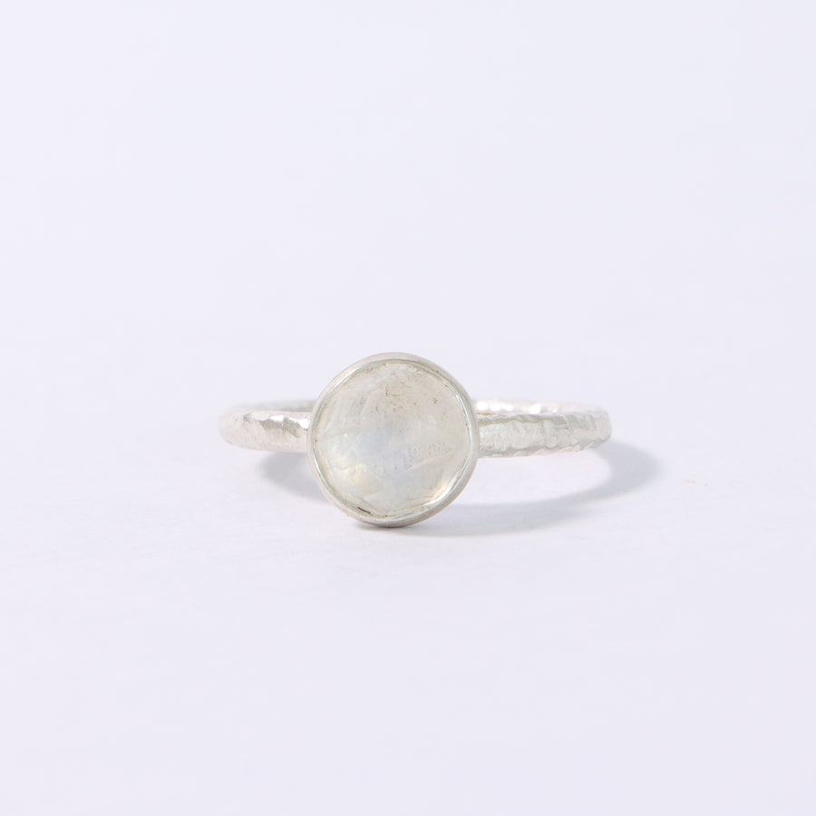 "Always with you" round Rainbow Moonstone ring
