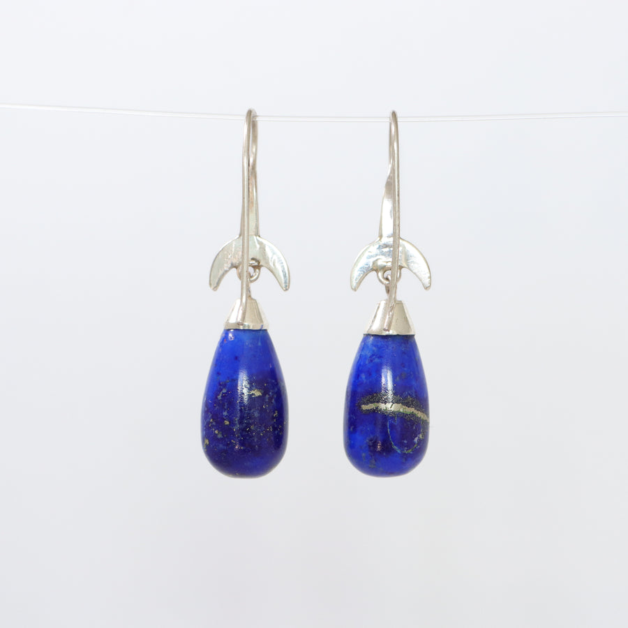 Half moon Lapis Lazuli teardrop earrings
