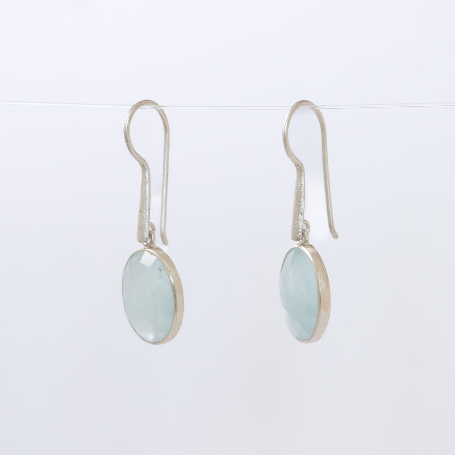 Faceted Aquamarine oval earrings
