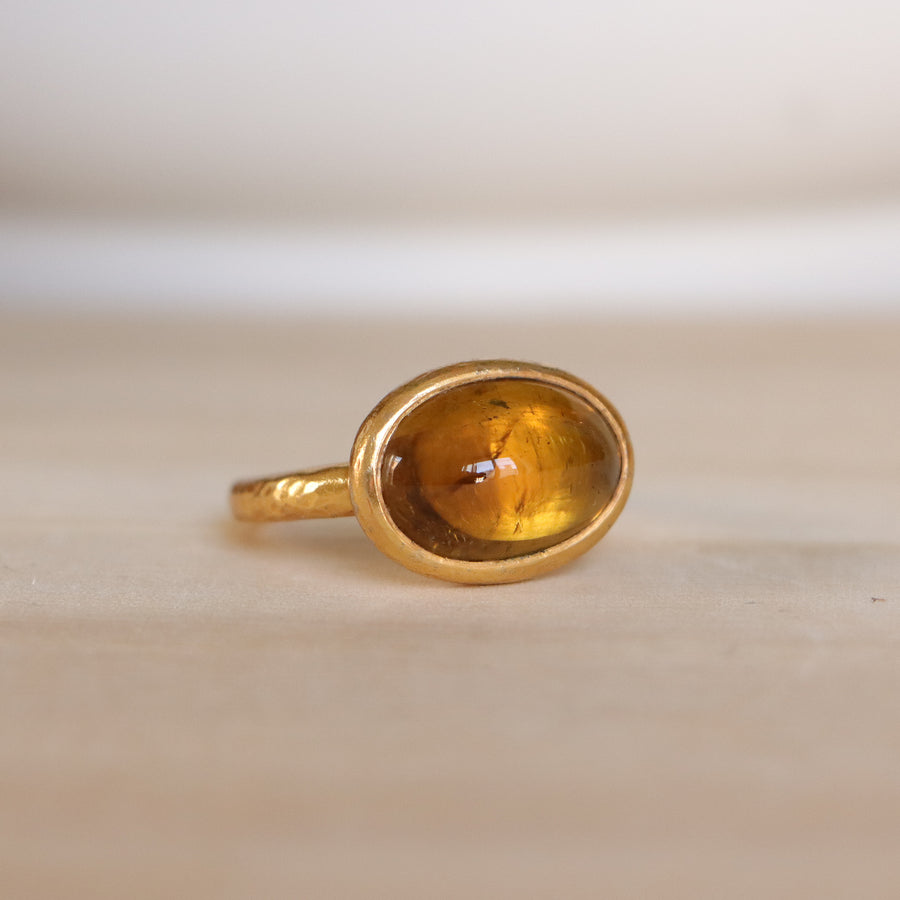 Yellow Tourmaline gold ring
